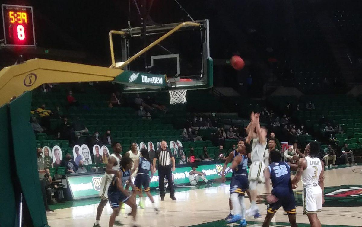 Michael Ertel shoots in the game against Southern